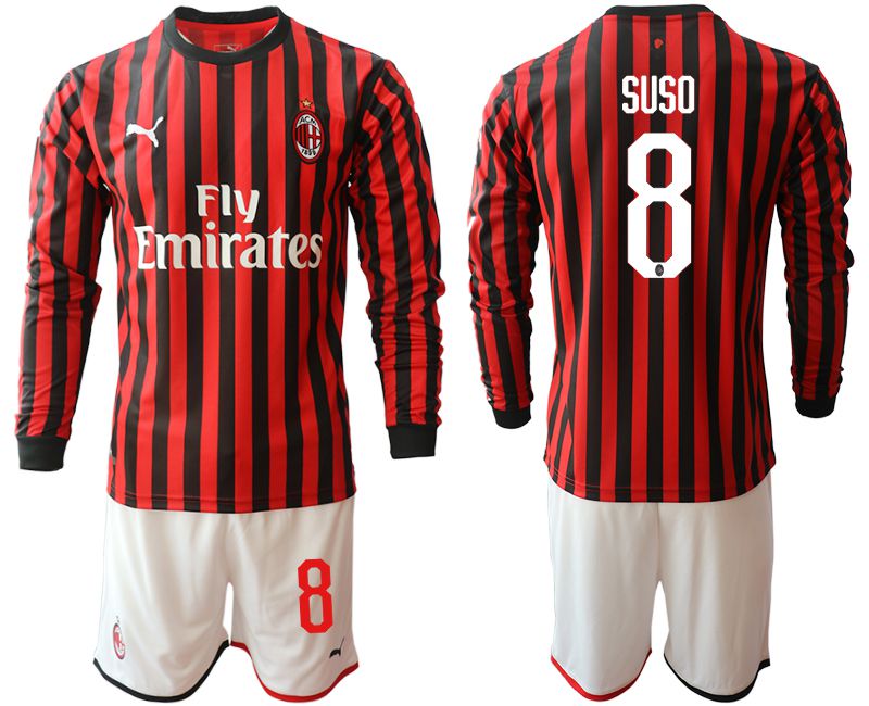 Men 2019-2020 club AC milan home long sleeve #8 red Soccer Jerseys